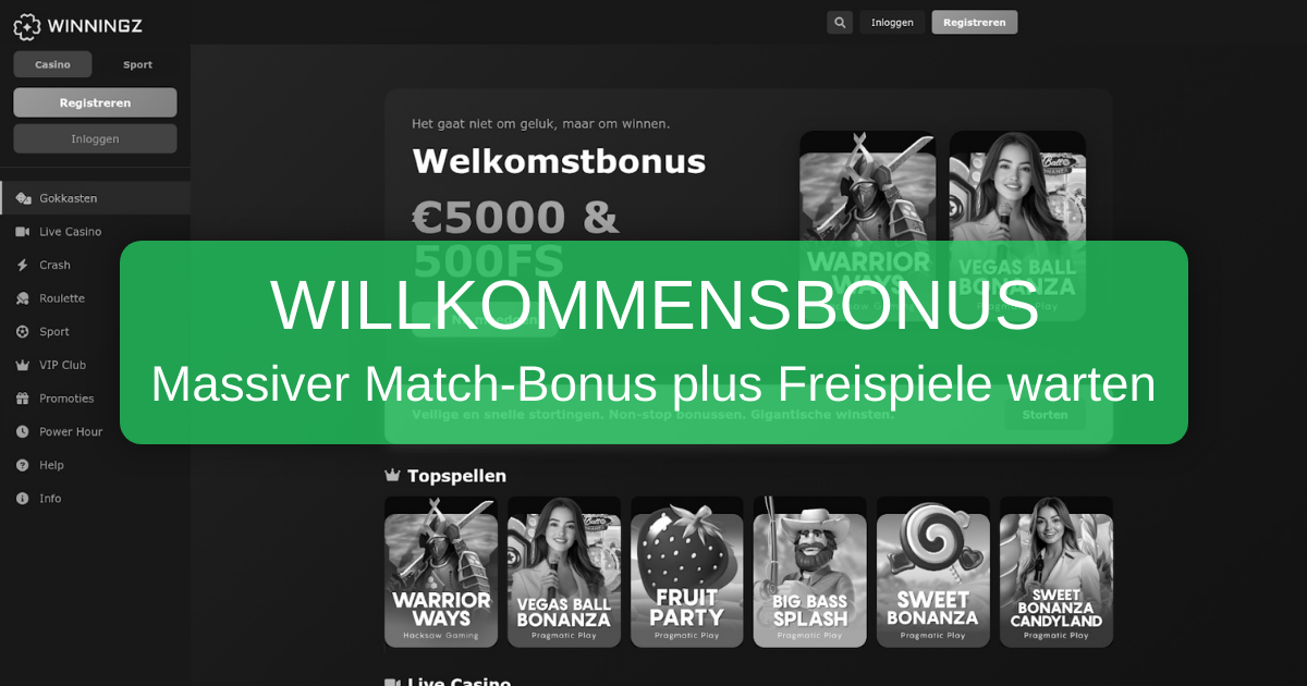 Winningz Casino welcome bonus